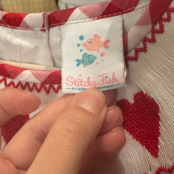 Gingham Valentine Smocked Heart Long Sleeve Bishop Dress - Picture 4 of 6